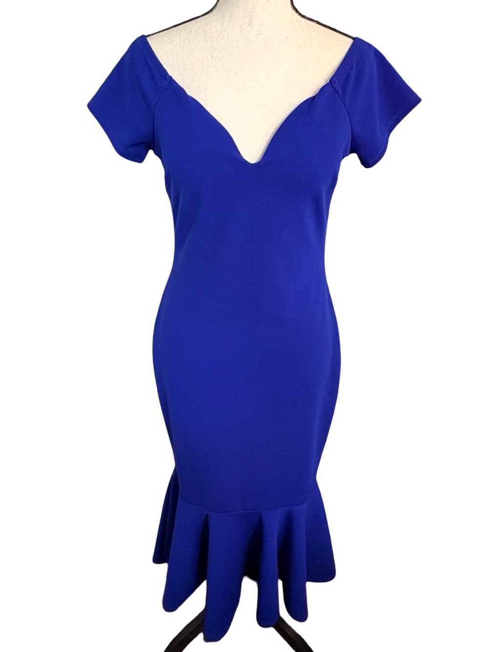 Olive Tree Royal Blue Bodycon Mermaid Dress Size L Made in USA